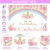 Fiesec Unicorn 1st Birthday Decorations - Girl's First Birthday Party Pack with Backdrop, Balloon Garland, Banner, Box Cutout, Cake Topper, Crown & Poster view 4