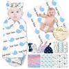 ASSETBAG Personalized Baby Swaddle Blanket Boy Girl Custom Name Nursery Blanket with Bow Headband and Hat Set Customized Baby Gifts view 1