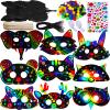 Winlyn 27 Sets Magic Scratch Off Art Rainbow Magic Scratch Paper Animal Masks Owl Rabbit Tiger Wolf Bear Squirrel Fox Bear Elephant Cutouts Face Kids Jungle Forest Animal Birthday Party Activities view 1