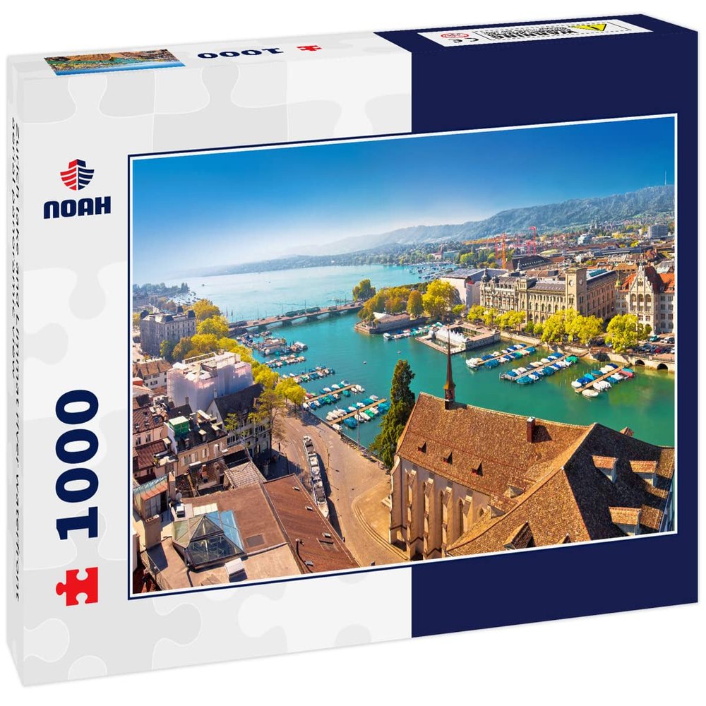 Noah Jigsaw Puzzle Zurich Lake and Limmat River Waterfront Aerial Panoramic View 1000 Pieces