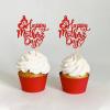 24Pcs Glitter Red Happy Mother's Day Cupcake Toppers Butterfly Mother Birthday Cupcake Picks for Mom Grandmother Appreciation Party Decorations Happy Mother's Day Women Birthday Cake Decorations view 2