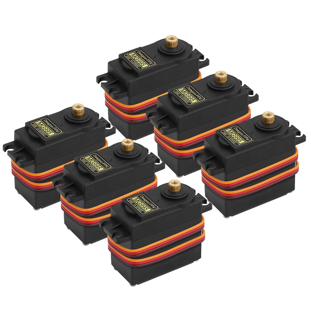 6PCS MG995 55g Servo RC Servos Digital High Speed Torque Servo Motor Metal Gear Servo Waterproof for Futaba JR RC Car Airplane Helicopter Mechanical Arm Control Angle 180