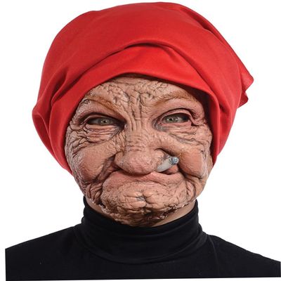 Ckuakiwu Halloween Latex Mask With Head Scarf, Cosplay Horrible Head Full Face Latex Helmet, Creepy Costume Prop - Funny Mask Cosplay Props Creepy Monster Masks