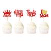 Ercadio 24Pcs Glitter Red Happy Mothers Day Cupcake Toppers I Love Mom Cupcake Picks Thanks Mom Food Picks for Mother Appreciation Birthday Cupcake Decorations Mother's Day Party Supplies view 1