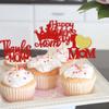 Ercadio 24Pcs Glitter Red Happy Mothers Day Cupcake Toppers I Love Mom Cupcake Picks Thanks Mom Food Picks for Mother Appreciation Birthday Cupcake Decorations Mother's Day Party Supplies view 4