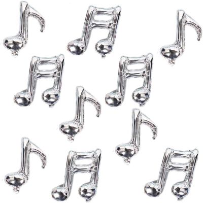 10 PCS Musical Note Aluminum Foil Balloons Guitar Silver Happy Birthday Balloons Banner Music Party Decorations for Themed Party, Birthday, Home Outdoor Celebrations