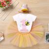 Baby Girls Bumble Bee My 1st Birthday Outfit Romper Tulle Tutu Skirt Set with Bowknot Headband Honey Bee for Cake Smash Dress Photo Shoot Yellow Bee 9-12 Months view 3