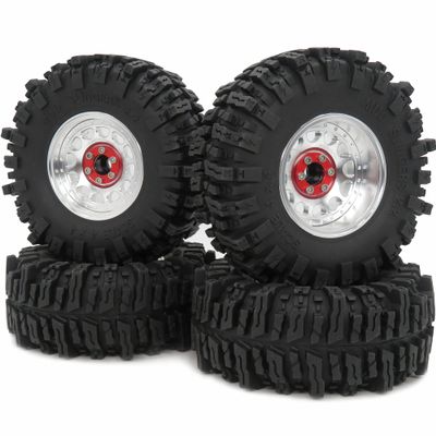 HOBBYSOUL 2.2'' Mud Slingers Tires 124mm & 2.2 Beadlock Wheels Adjustable 4 Offsets Rims for 1/10 RC Crawler Trail TRX4 SCX10 Gen8 Capra Wraith, HS701208
