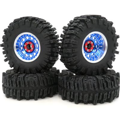 HOBBYSOUL 124mm Tall Mud Slingers Tires 2.2 Beadlock Wheels Set, Adjustable 4 Offset Rims & Soft Sticky Tyre for 1/10 RC Crawler Trail TRX4 SCX10 Capra, HS701210