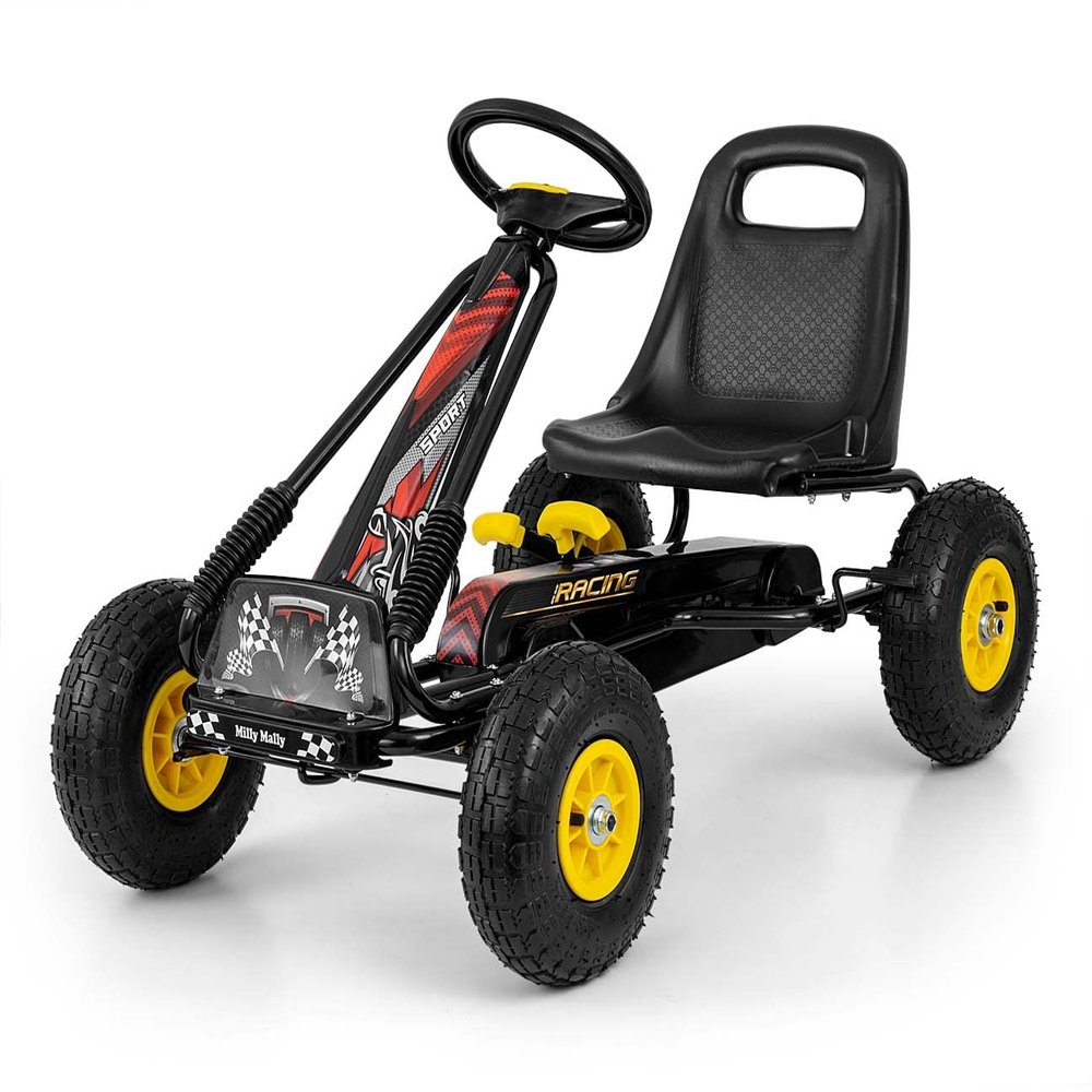 Milly Mally Thor Children's Sports Pedal Gokart Adjustable Bucket Seat Handbrake Inflatable Wheels Age 3-8 Years