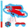 Seematn Airplane Piata Plane Piata Bundle with a Blindfold, Bat and Confetti Birthday Party Supplies for 4th of July Patriotic Veterans Birthday Party view 1