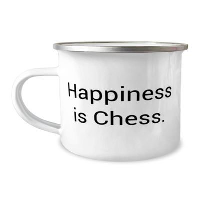 Brilliant Chess Gifts, Happiness is Chess, Epic Birthday 12oz Camper Mug From Friends, Chess set, Chess board, Chess pieces, Chess game