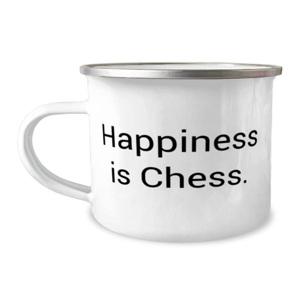 Brilliant Chess Gifts, Happiness is Chess, Epic Birthday 12oz Camper Mug From Friends, Chess set, Chess board, Chess pieces, Chess game