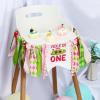 Funmemoir Hole in One Girl's 1st Birthday High Chair Banner, Pink and Green, 6" x 8" view 2