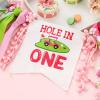 Funmemoir Hole in One Girl's 1st Birthday High Chair Banner, Pink and Green, 6" x 8" view 3