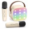 YLL Mini Karaoke Machine with 2 Wireless Microphones for Kids Adults, Portable Bluetooth Speaker Gift for Girls Toys 4, 5, 6, 7, 8, 10, 12+ Years Old Teens Birthday(Beige) view 1