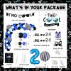 109 PCs Two Cool Birthday Party Decorations, Hombae Blue and Black 2nd Birthday Decorations For Boys Backdrop Balloon Garland Arch Banner Cake Cupcake Topper Crown Poster Blue Black view 2