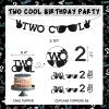 109 PCs Two Cool Birthday Party Decorations, Hombae Blue and Black 2nd Birthday Decorations For Boys Backdrop Balloon Garland Arch Banner Cake Cupcake Topper Crown Poster Blue Black view 3