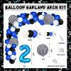 109 PCs Two Cool Birthday Party Decorations, Hombae Blue and Black 2nd Birthday Decorations For Boys Backdrop Balloon Garland Arch Banner Cake Cupcake Topper Crown Poster Blue Black view 4