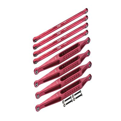 Aluminum 7075-T6 Upper & Lower Link Bar Set for Losi 1:8 LMT 4WD Solid Axle Monster Truck LOS04022 / LMT Grave Digger/Son-uva Digger LOS04021 Upgrades - Red