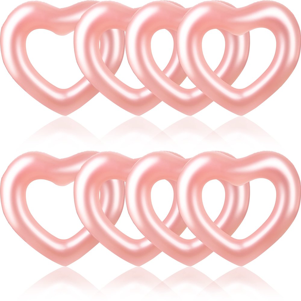 Sonarun 8 Pack Inflatable Heart Shape Swimming Rings Bulk Sweet Love Swimming Pool Float Loungers Tube for Adults Summer Beach Pool Party Favors Water Toys