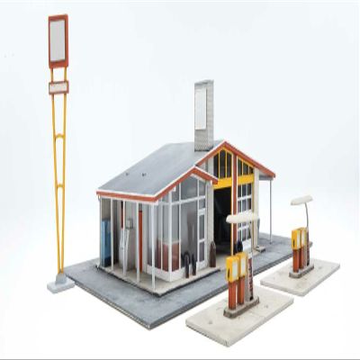 Walthers Cornerstone 933-3541 HO Scale Vintage Gas Station - Kit - Main Building: 10-1/2 x 9 x 3-3/16" 26.6 x 22.8 x 8cm
