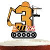 Construction Cake Topper for Boys Girls 3rd Happy Birthday Construction Theme Party Supplies Yellow Glitter Building Truck Tractor Crane Excavator 3 Cake Decorations view 1