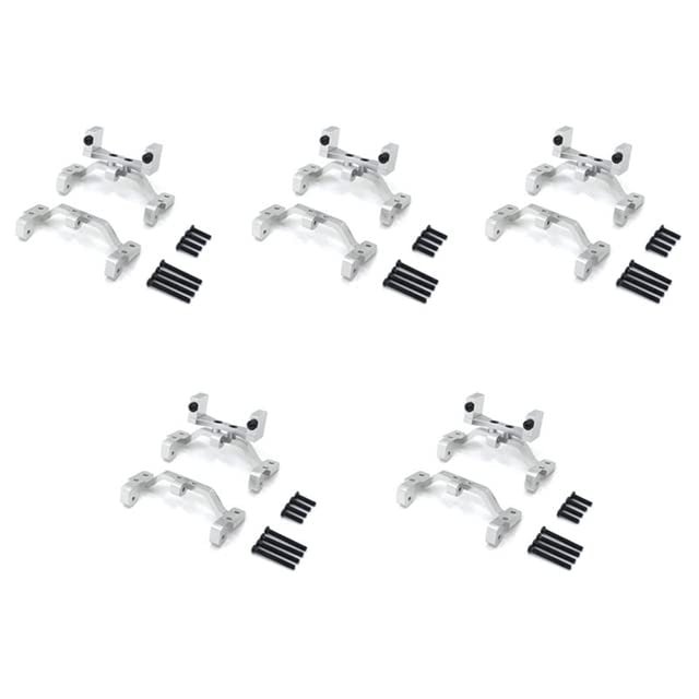 5X for MN D90 D91 D96 MN99S Metal Pull Rod Base Seat & Axle Up Servo Bracket Mount Accessories,Silver - (Color: Silver)