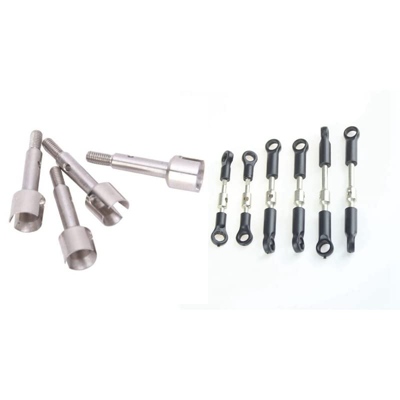 4Pcs Steel Wheel Axle for WTY 144001 1/14 Rear & 1Set 144001 Aluminum Tie Link Rods Set Pull Rod