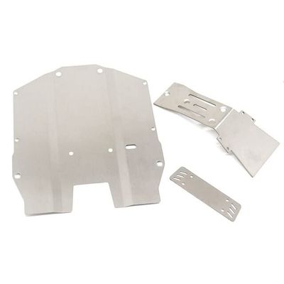 for YK DF7 4072 1/7 Remote Control Rear Straight Bridge Short Card Stainless Steel Guard Plate Metal Armor Chassis Armor Kit| | - - (Color: Silver)