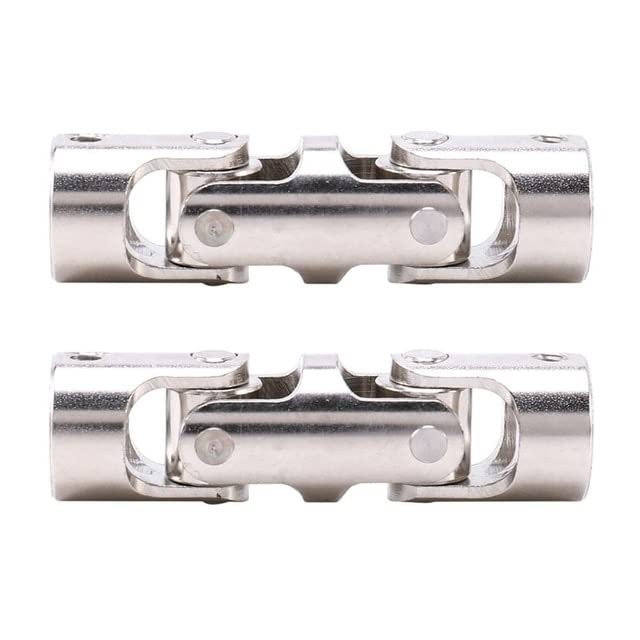 2X Rc Double Universal Joint Cardan Joint Gimbal Couplings with Screw,10X10mm - (Color: Silver)