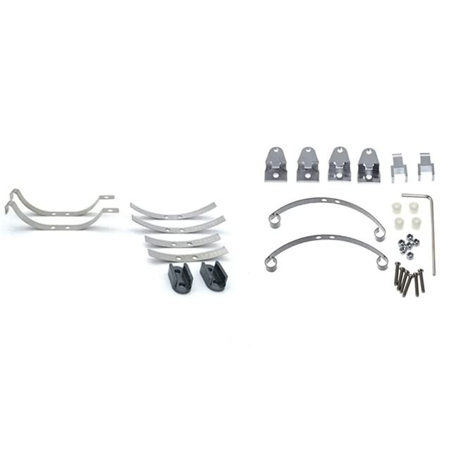 2 Set RC Car Part: 1 Set Steel Leaf Spring Suspension Set & 1 Set Steel Shock Absorber Leaf Springs Suspension - (Color: Silver)