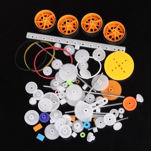 78pcs Gearbox Toy Robot Motor Plastic Gear DIY Model Accessories Bevel Gear Standard Gear Axle Belt Bushing - (Color: 78PCS)