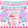 Pajama Theme Party Pajama Slumber Party Decorations Sleepover Party Decorations Includes Pajama Theme Banner Cake Topper Cupcake Toppers Balloons for Girls Spa Party Supplies view 1
