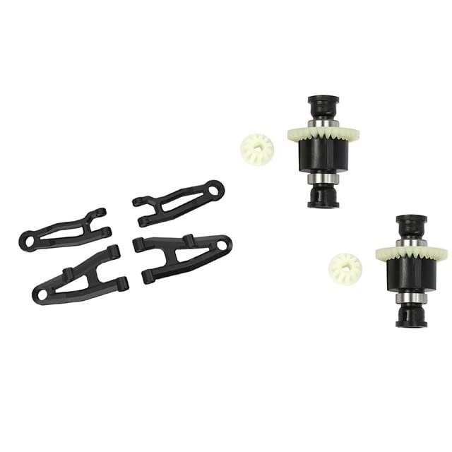 4Pcs Front Upper & Lower Arm for SG 1603 SG 1604 SG1603 SG1604 1/16 & 2Pcs RC Car Differential Assembly - (Color: Silver)
