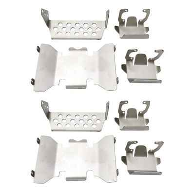 2X Stainless Steel Front Bumper Lower + Axle + Gearbox Mount Protection Skid Plate Set for AXIAL SCX10 II 90046 90047 - (Color: Silver)