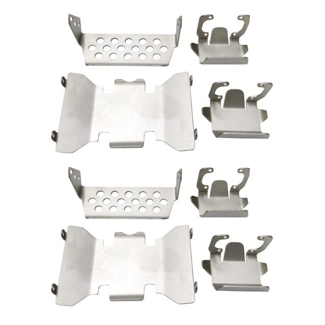 2X Stainless Steel Front Bumper Lower + Axle + Gearbox Mount Protection Skid Plate Set for AXIAL SCX10 II 90046 90047 - (Color: Silver)