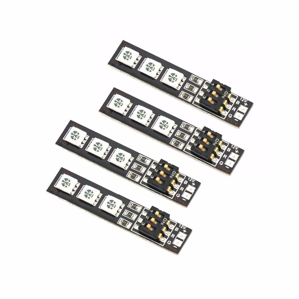 4pcs RGB 5050 LED Lights Board 7 Color 5V 12V with DIP Switch for QAV250 ZMR250 F450 Quadcopter - (Color: 12V Version)