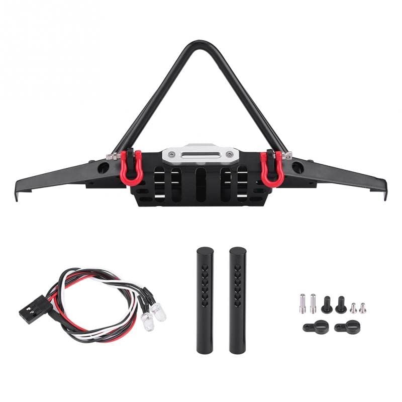RC Crawler Steel Front Bumper with LED Lights for Axial SCX10 90046 Remote Control Car RC Crawler Parts Accessories