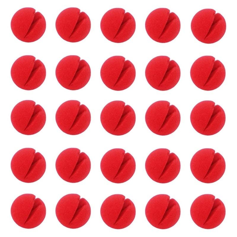 30PCS 2X2Inch Cosplay Noses Red Clown Nose for Party Halloween Costume Supplies Christamas - (Color: red, CN)