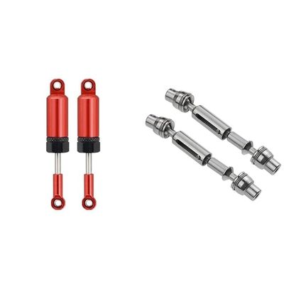 2 Set RC Car Part: 1 Set Aluminum Alloy Shock Absorber Internal Spring & 1 Set Upgrade Metal CVD Drive Shaft| | - - (Color: Fluorescent Yellow)