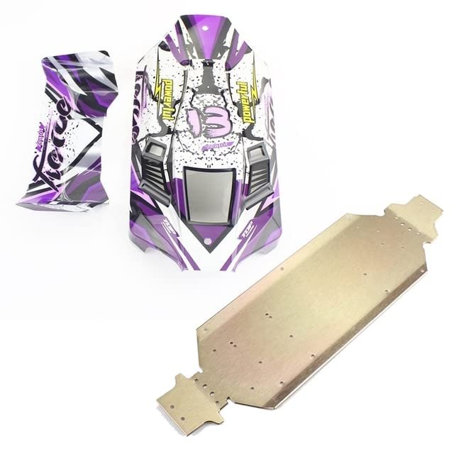2 Set RC Car Part: 1 Set Car Body Shell Car Cover Tail Wing Spare & 1 Pcs Metal Chassis Body Frame Board - (Color: Colorful)