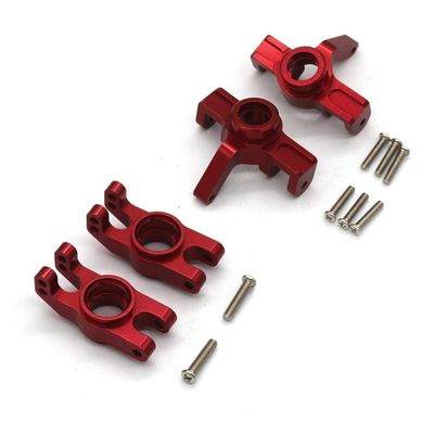 4Pcs Metal Front Steering and Block Rear Hub Carrier for MJX H16 16207 16208 16209 16210 1/16 RC Car Upgrades Parts,Red