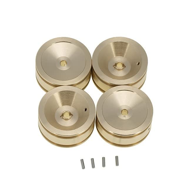 4PCS Brass Wheel Hub Counterweight Wheel for 1/24 Axial SCX24 90081 RC Car Accessories - (Color: Yellow)
