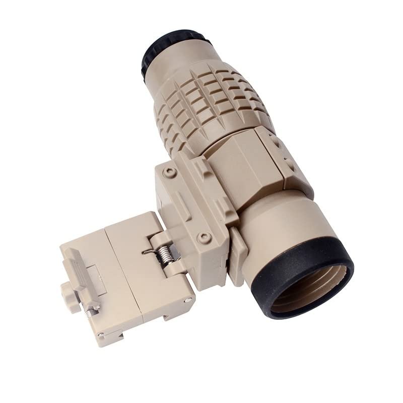 Sight 3X Magnifier Scope Compact Sights with Flip Up Cover Fit for 20mm Rail Mount Toys Telescope - (Color: Sand Color, CN)