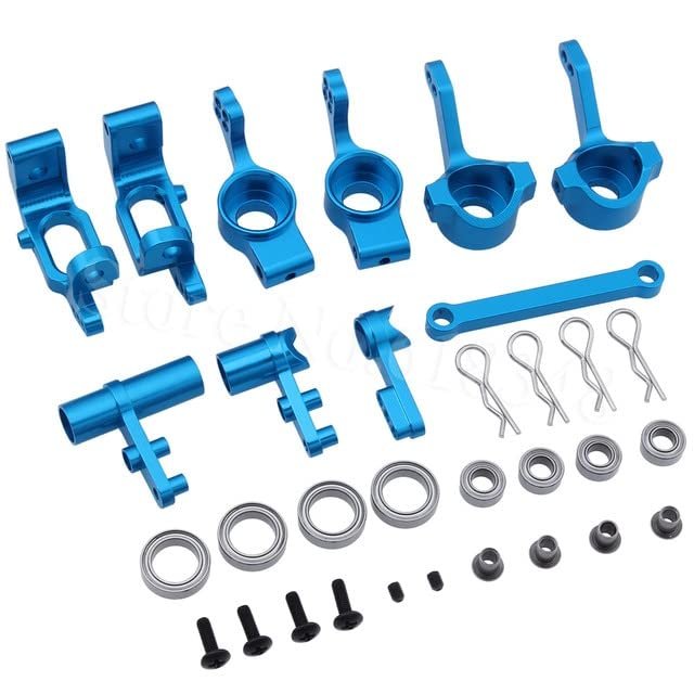 RC HSP 1/10 Upgrade Parts Alloy Steering Carrier Ball Bearing Bushing Screws 102010 102011 102012 122057 for Monster Truck Buggy - (Color: Blue)