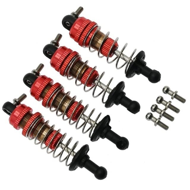 -4Pcs Metal Shock Absorber for SG1603 SG1604 SG1605 UDIRC UD1601 UD1602 UD1603 UD1607 1/16 RC Car Upgrade Parts - (Color: Red)