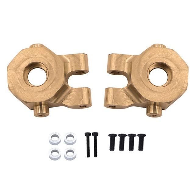 2Pcs Brass Steering Block Steering Knuckle 9737 Replacement for TRAXS RTX4M RTX-4M 1/18 RC Crawler Car Upgrades Parts - (Color: Yellow)