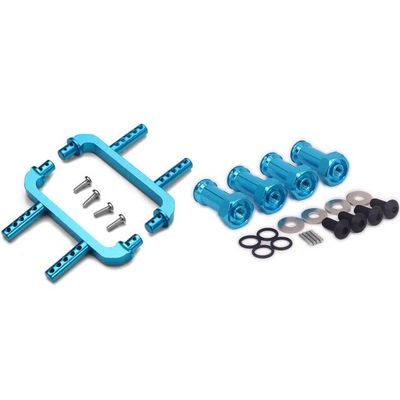 4Pcs Aluminum 12Mm Hex Hub 24Mm Extension Adapter Wheel Spacer Widener & 2Pcs Aluminium Alloy Car Shell Support Bracket - (Color: Blue)