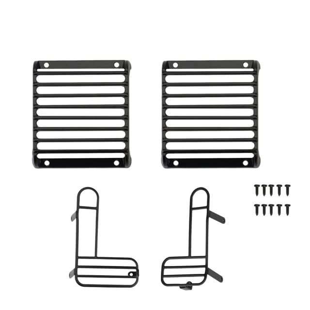 4Pcs Metal Front and Rear Lampshade Lamp Guards Protection Cover for 1/10 RC Crawler Car TRAXS RTX 4 RTX4 Defender| | - - (Color: Black)